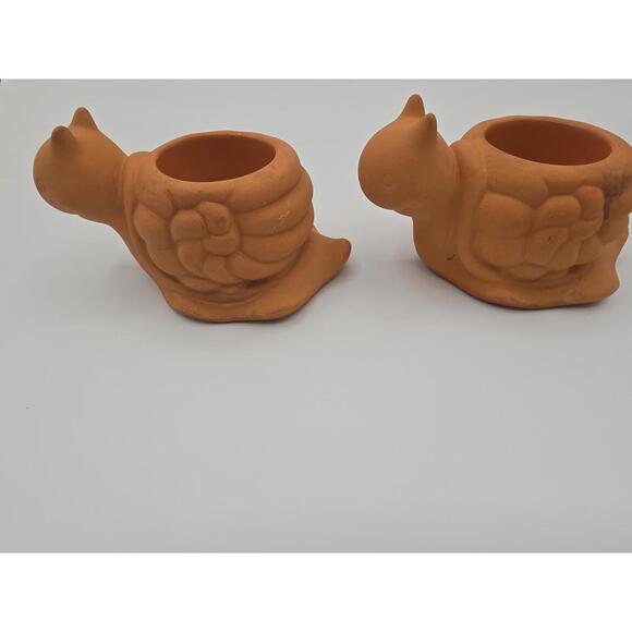 Set of 2 Vintage PartyLite Terracotta Snails Tea Light Candle Holders - Picture 7 of 9